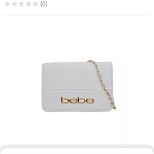 Bebe White and Gold Clutch with Detachable Chain